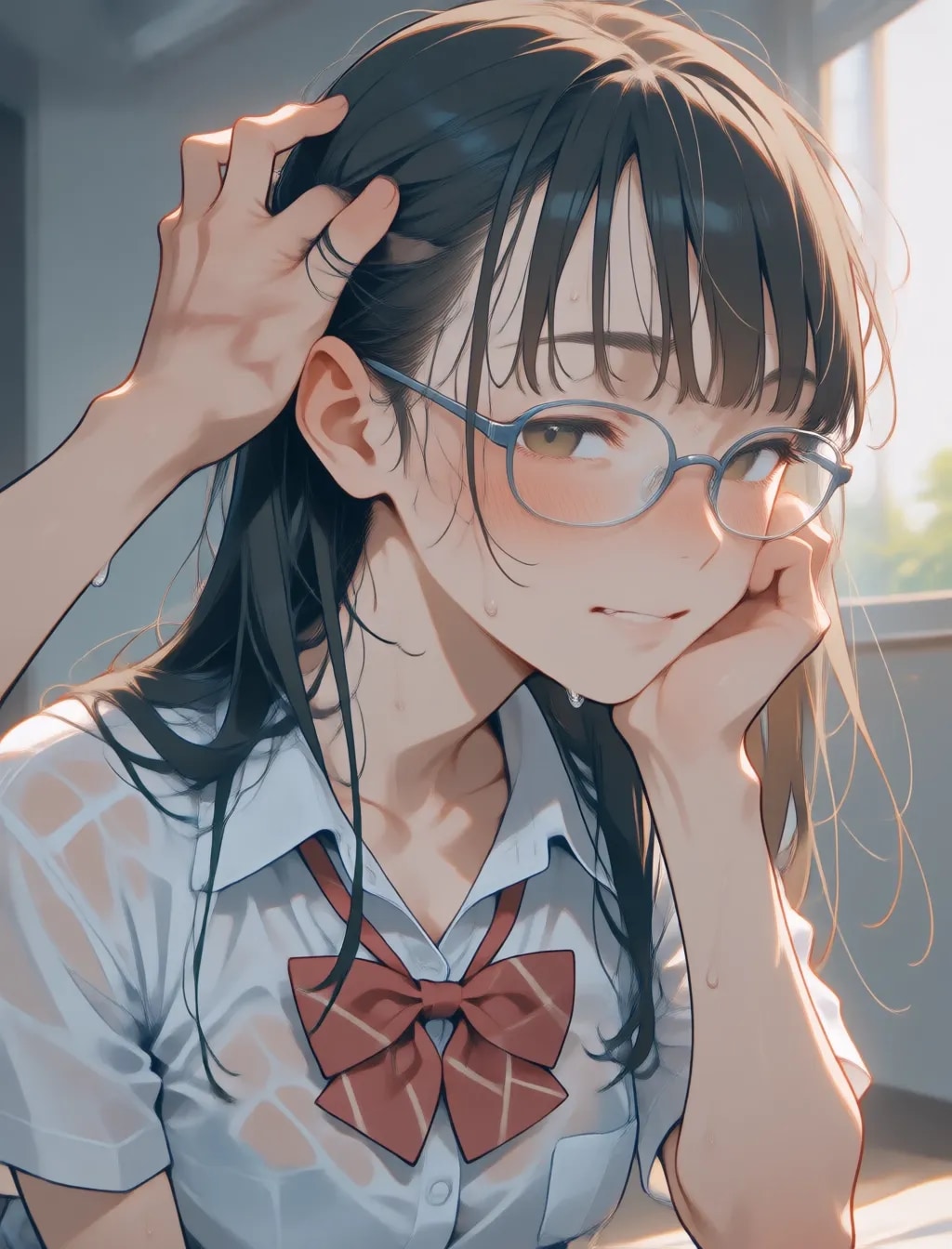 濡れた眼鏡っ子