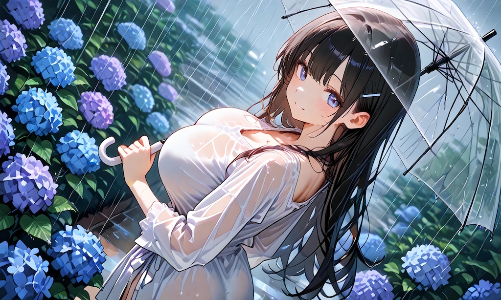 雨の中で