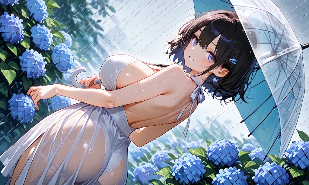 雨の中で