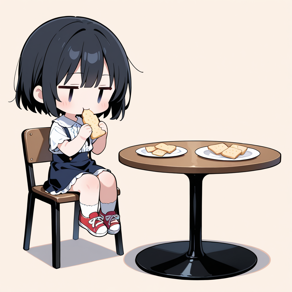 せんべいを食べる