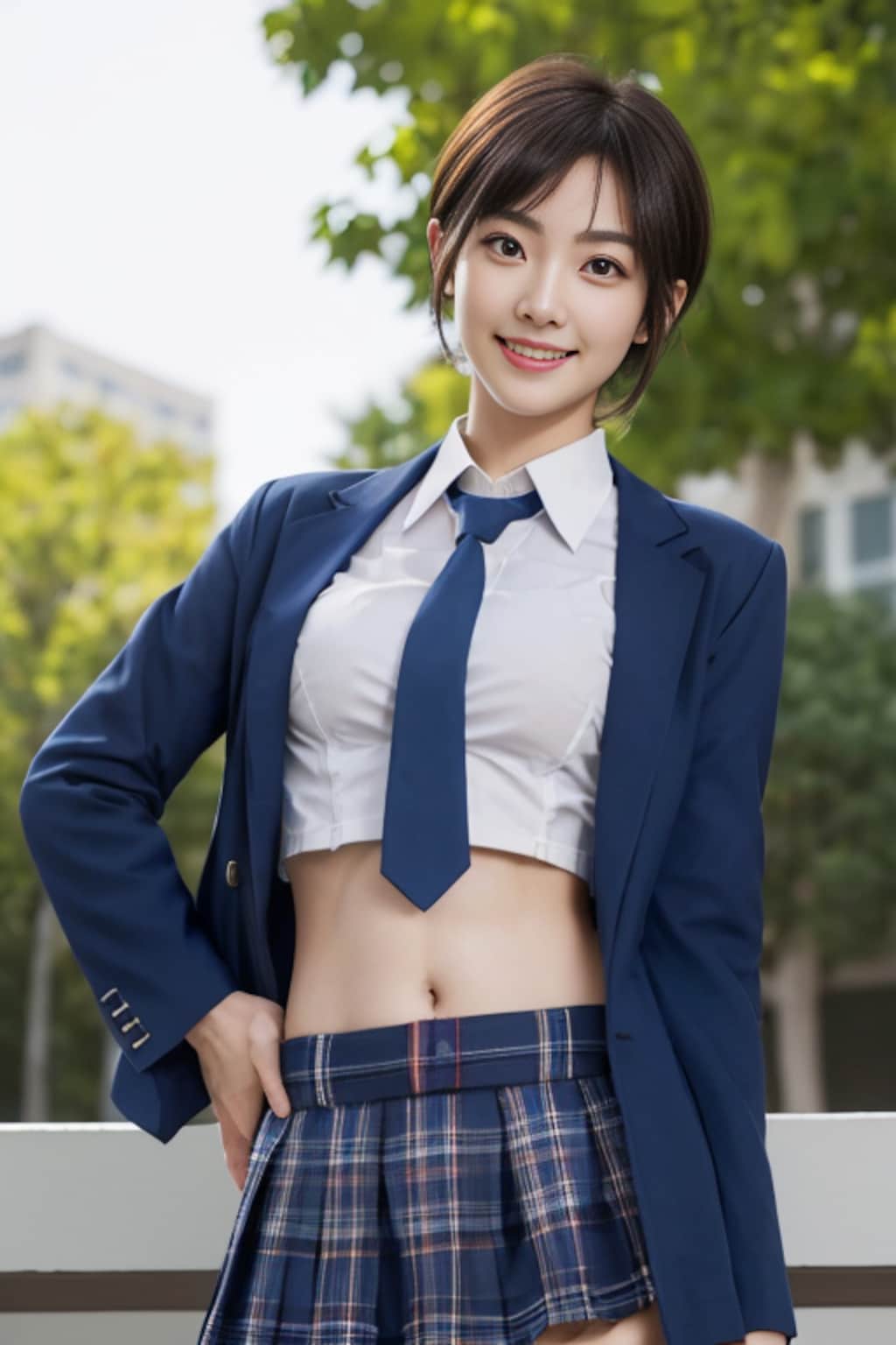 おへそがチラり