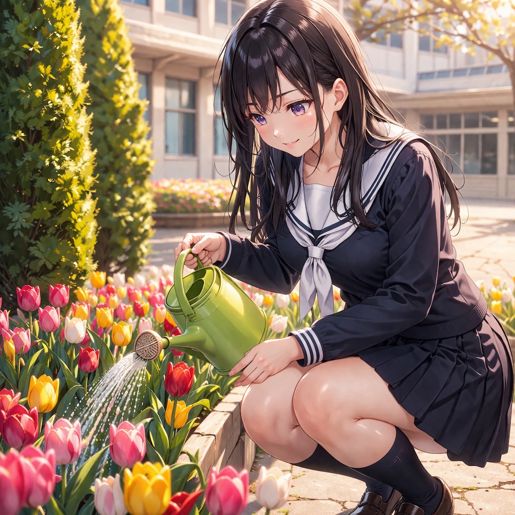 お花に水をやるＪＫ💓