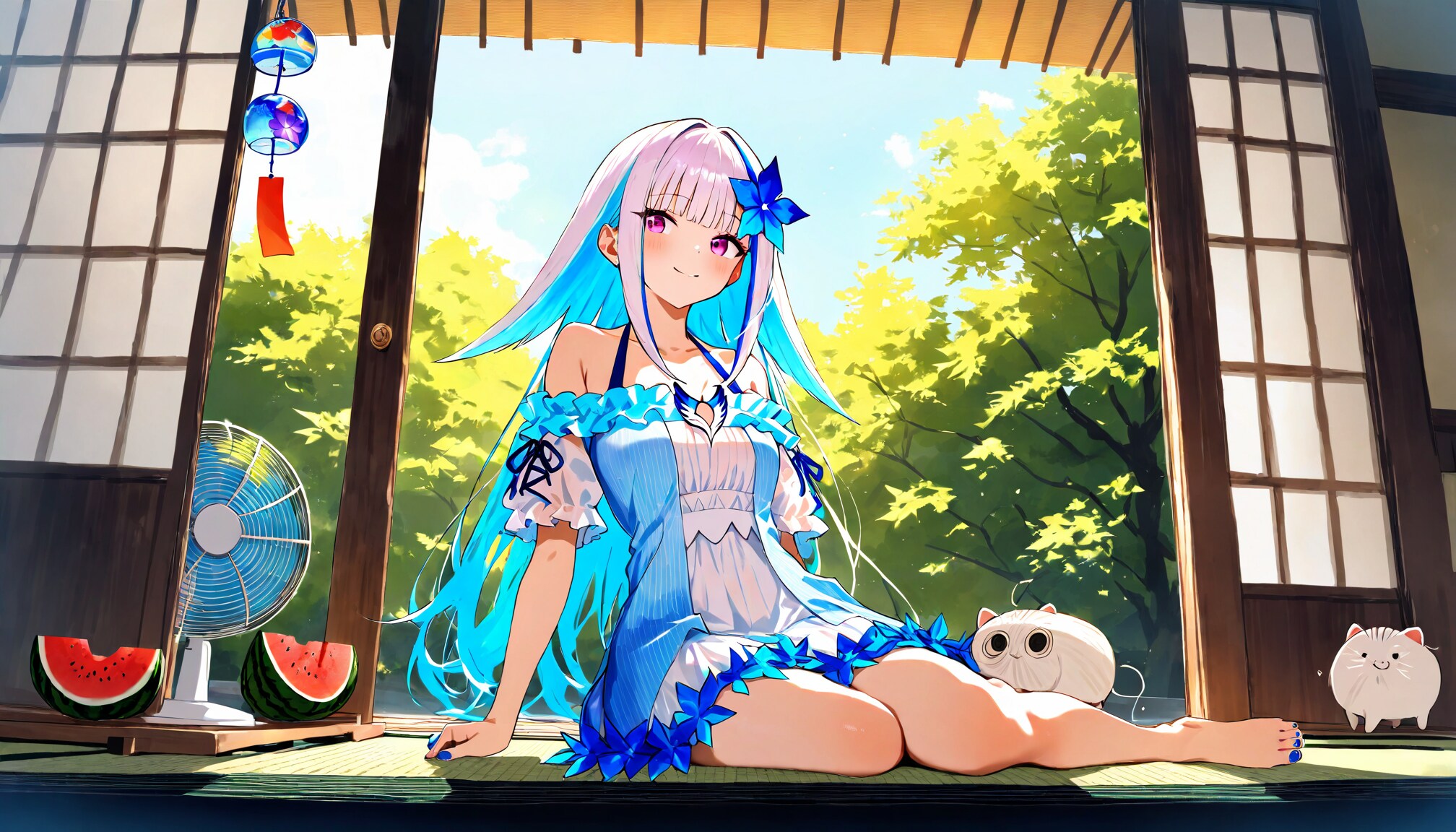 縁側とスイカ - リゼ・ヘルエスタ / にじさんじ | の人気AIイラスト・グラビア