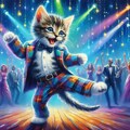 アクリル風　ディスコで踊る子猫 2枚目