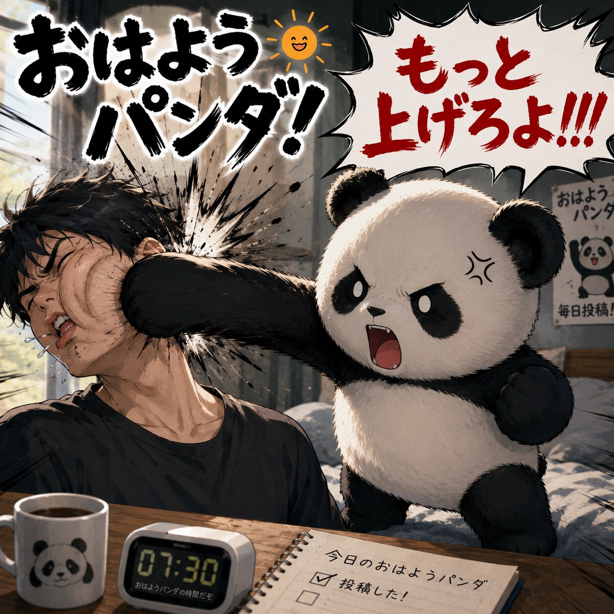 おはようパンダだけ上げてて、パンダにお叱りを食らった私 | の人気AIイラスト・グラビア
