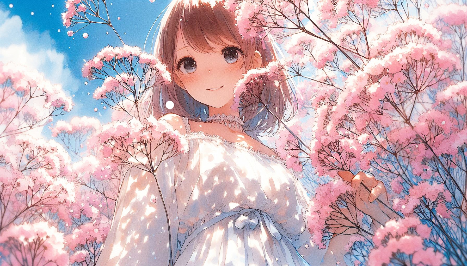 誕生花　0604 ピンク色のカスミソウ