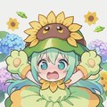 ひまわりと紫陽花と緑髪ちゃん 2枚目