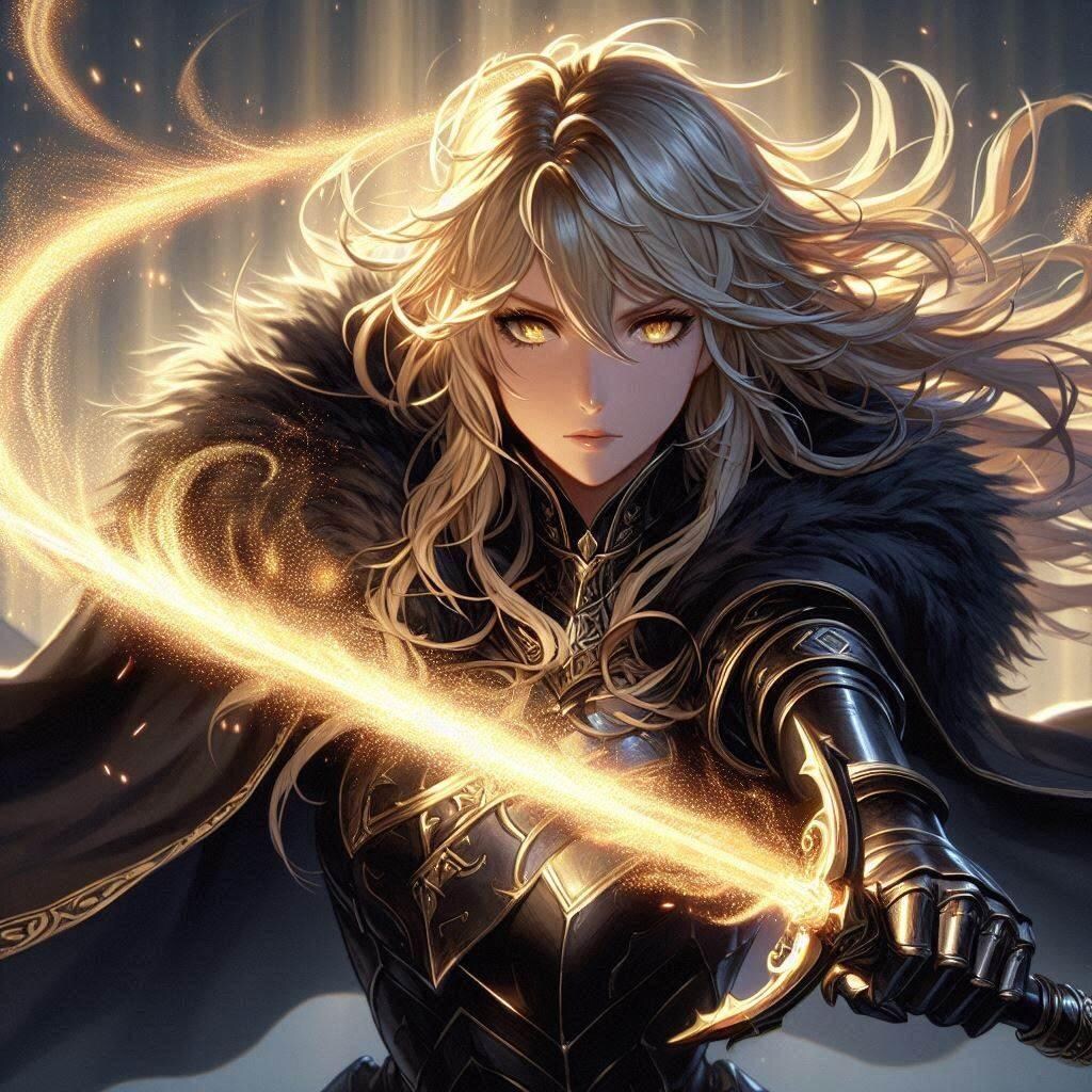 ブロンドの女騎士さん350(光の竜巻剣