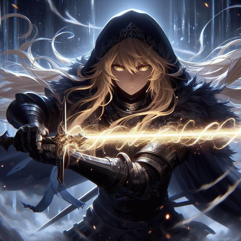 ブロンドの女騎士さん350(光の竜巻剣