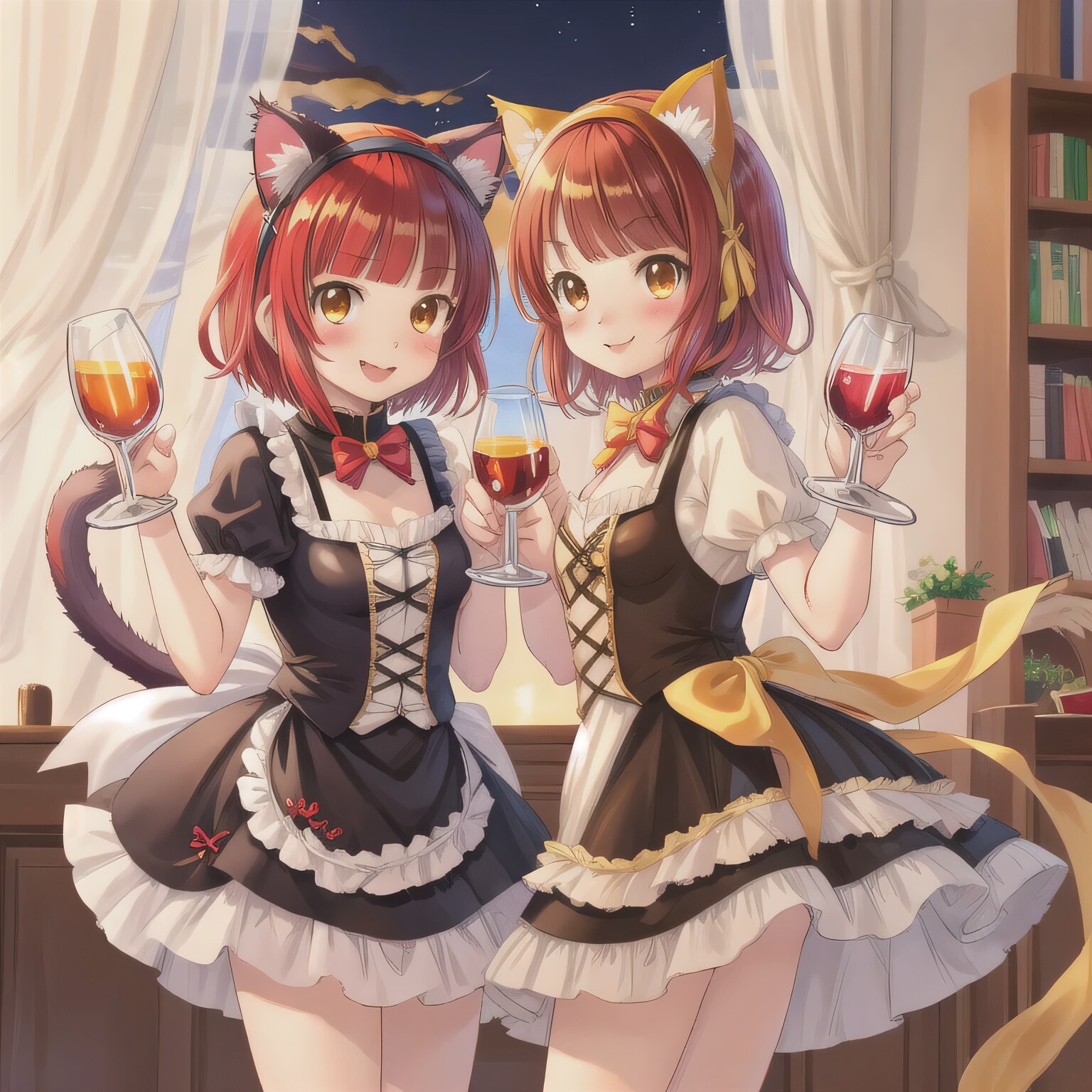 赤髪ボブでメイド服の少女
