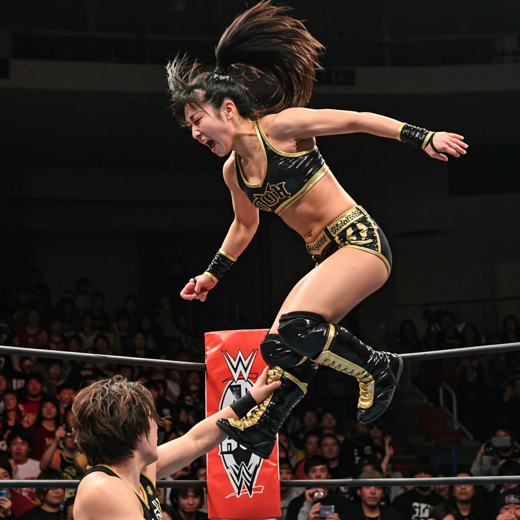 深夜のプロレス技習作　飛び込み編