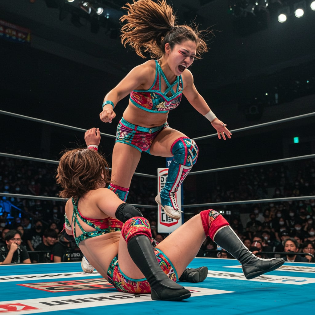 深夜のプロレス技習作　飛び込み編