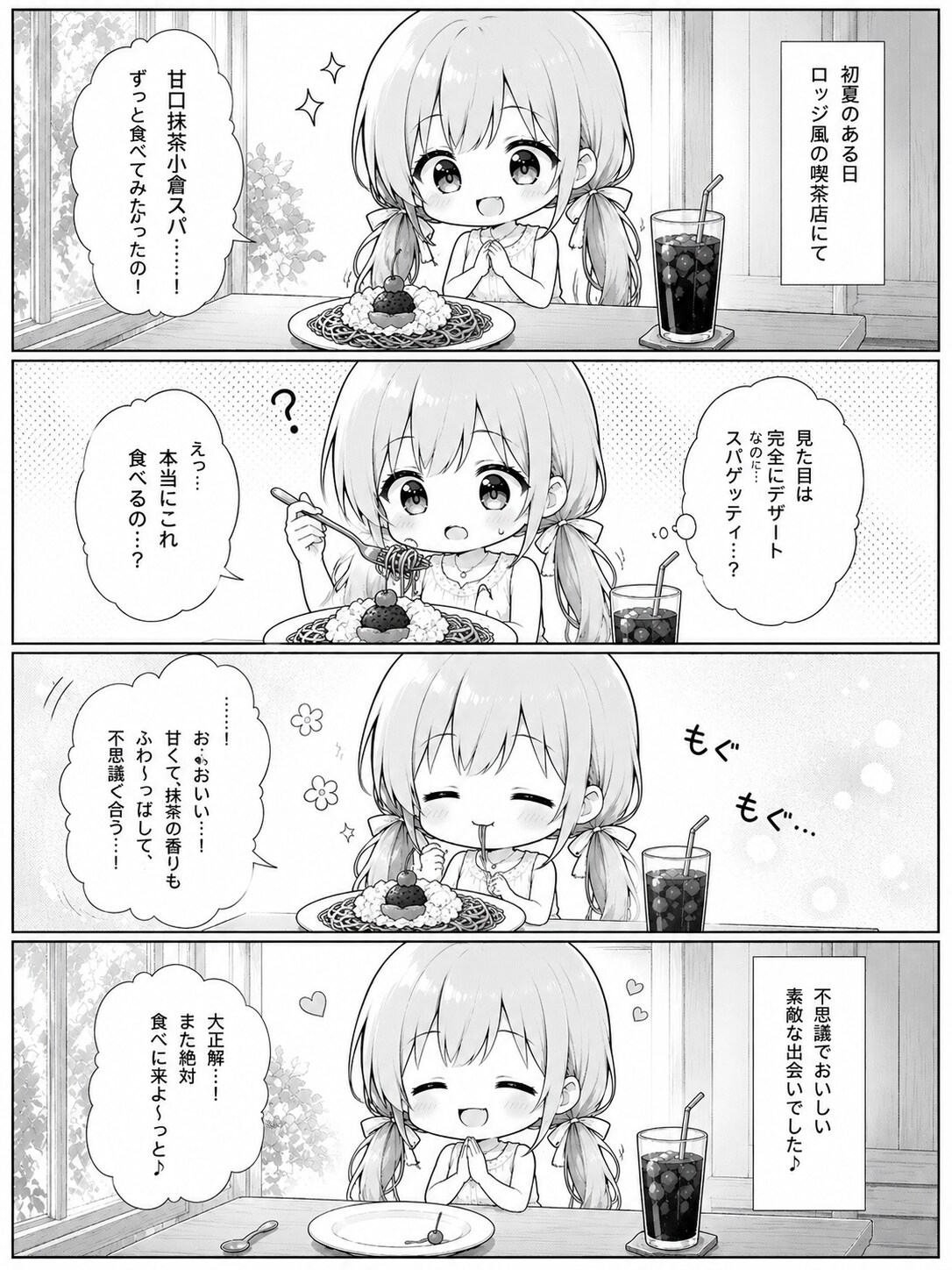 日常4コマ：梢と抹茶スパ