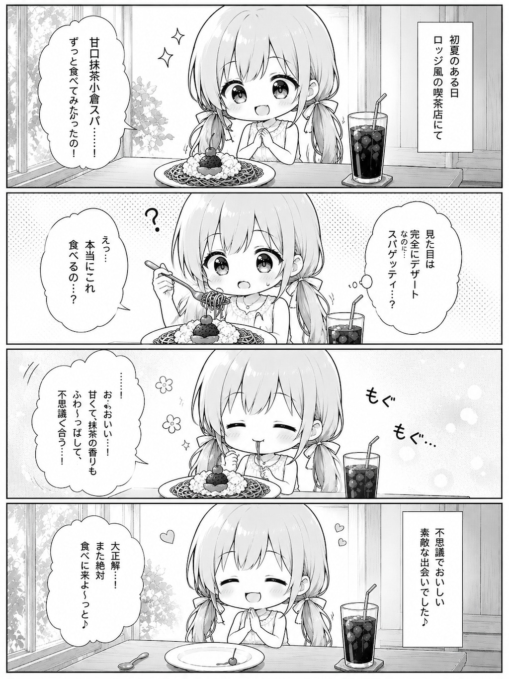 日常4コマ：梢と抹茶スパ