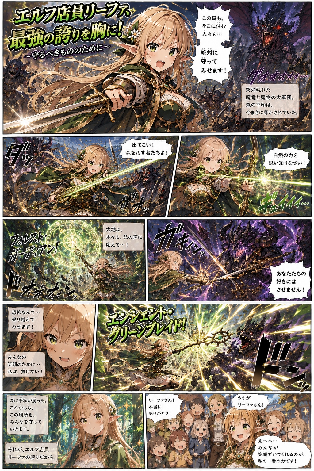 バトルするエルフの女の子
