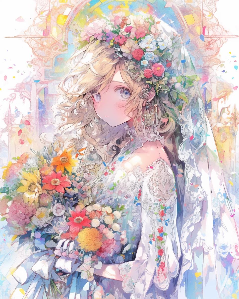 花とウェディングドレス