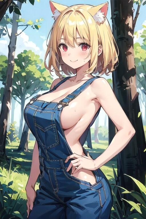 ネコ耳オーバーオール