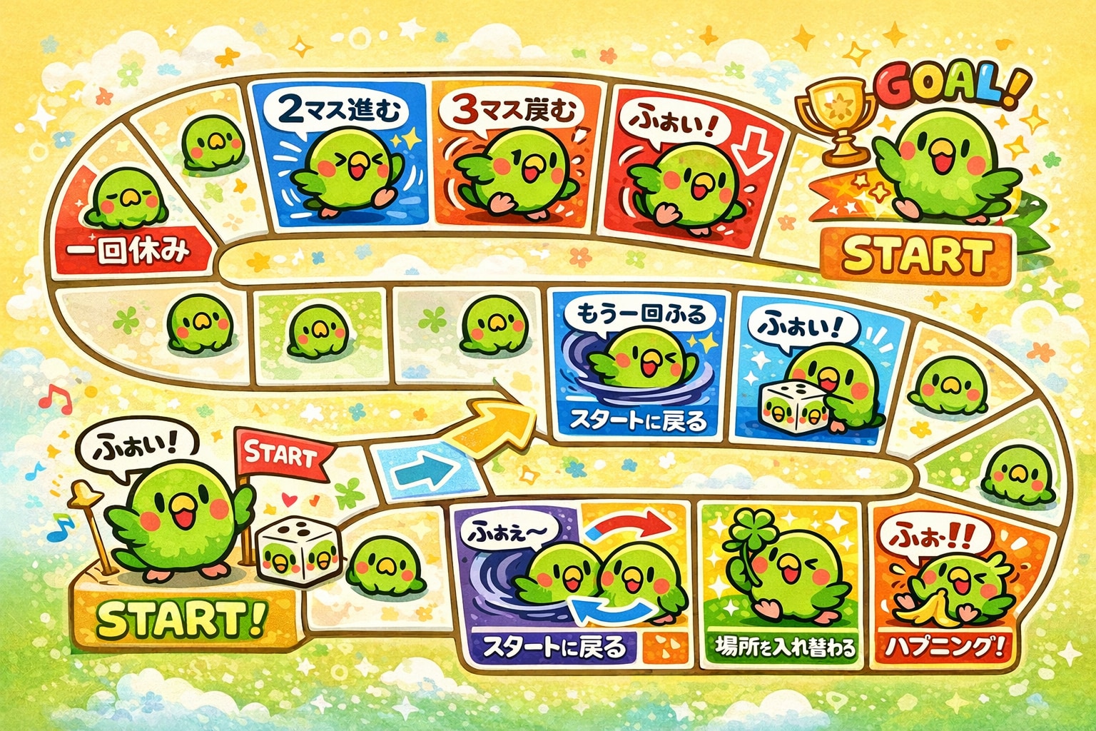 喋るインコのすごろく | の人気AIイラスト・グラビア