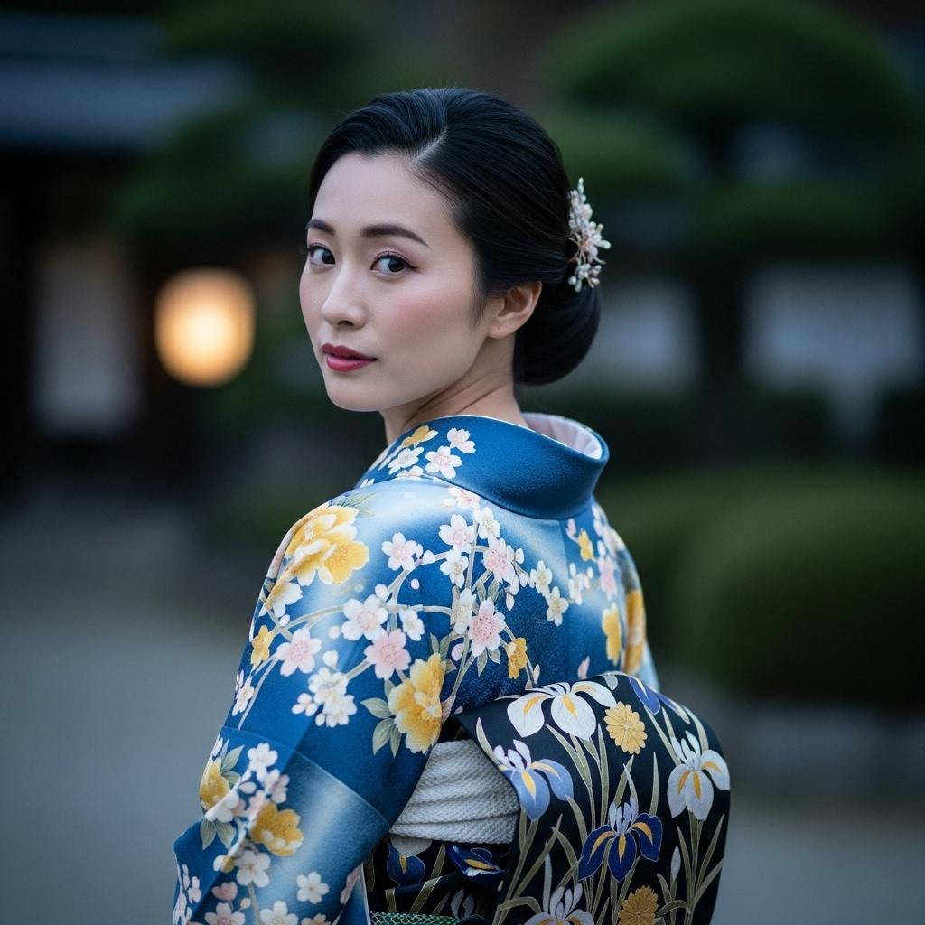 見返り着物美人