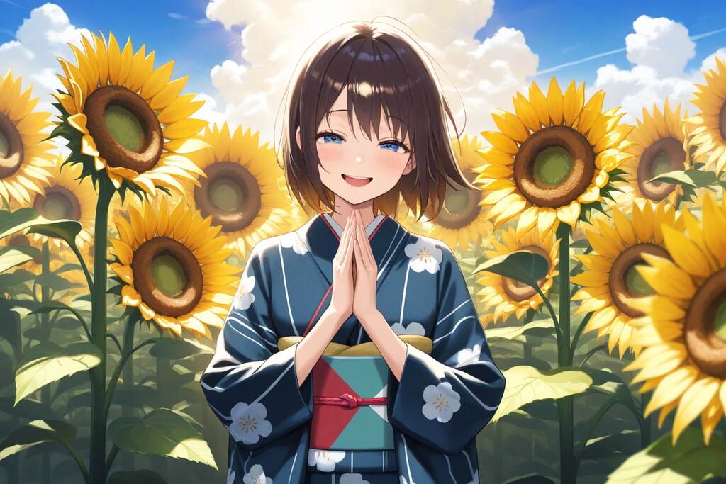 着物とひまわり