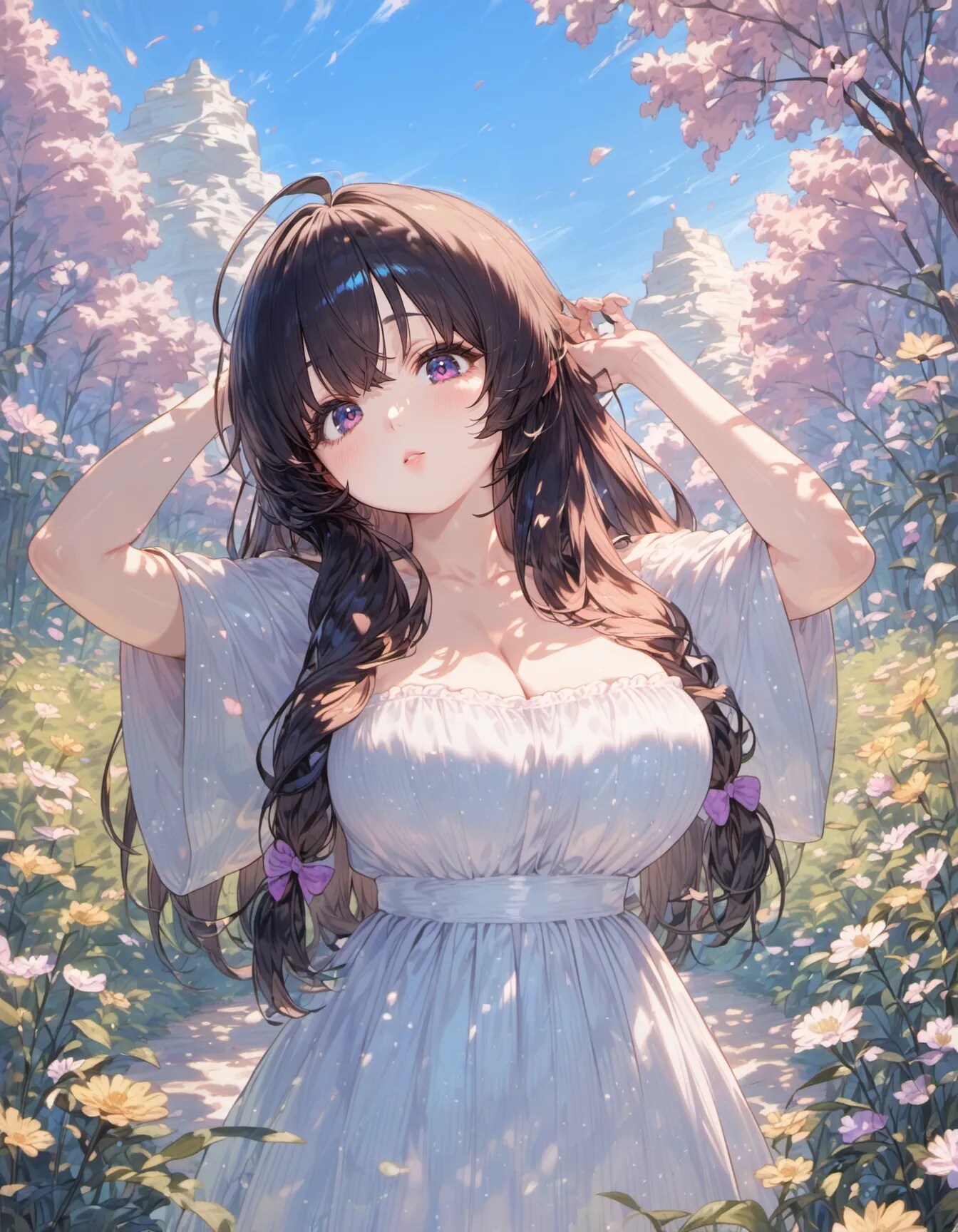 Spring Awakening in a White Dress | の人気AIイラスト・グラビア