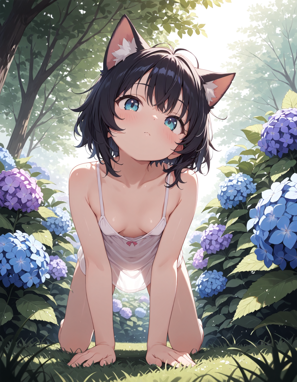 紫陽花とにゃんこ