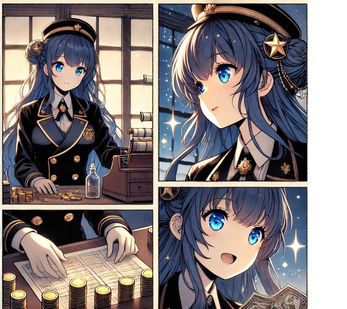 青髪ロング少女の４コマ漫画 | の人気AIイラスト・グラビア