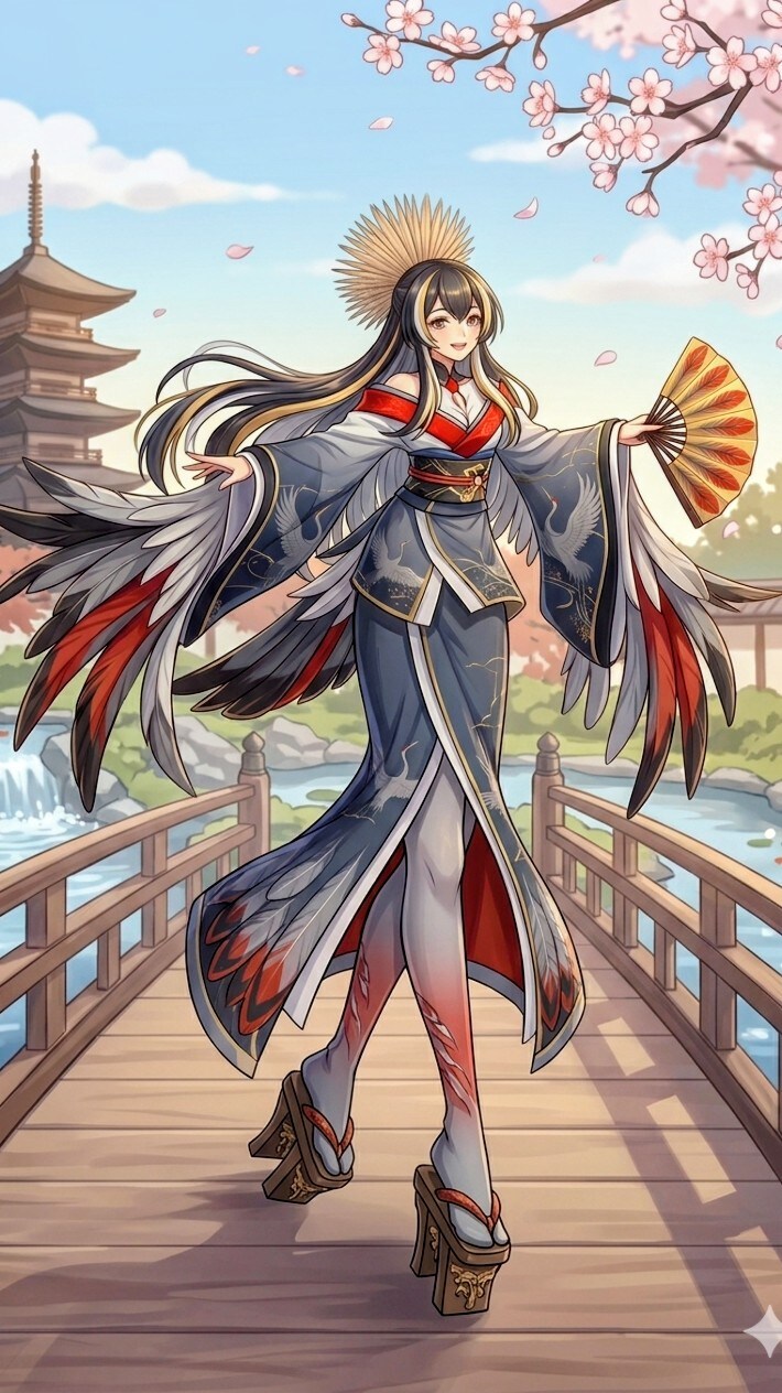 ホオジロカンムリヅル擬人化(ボツ)