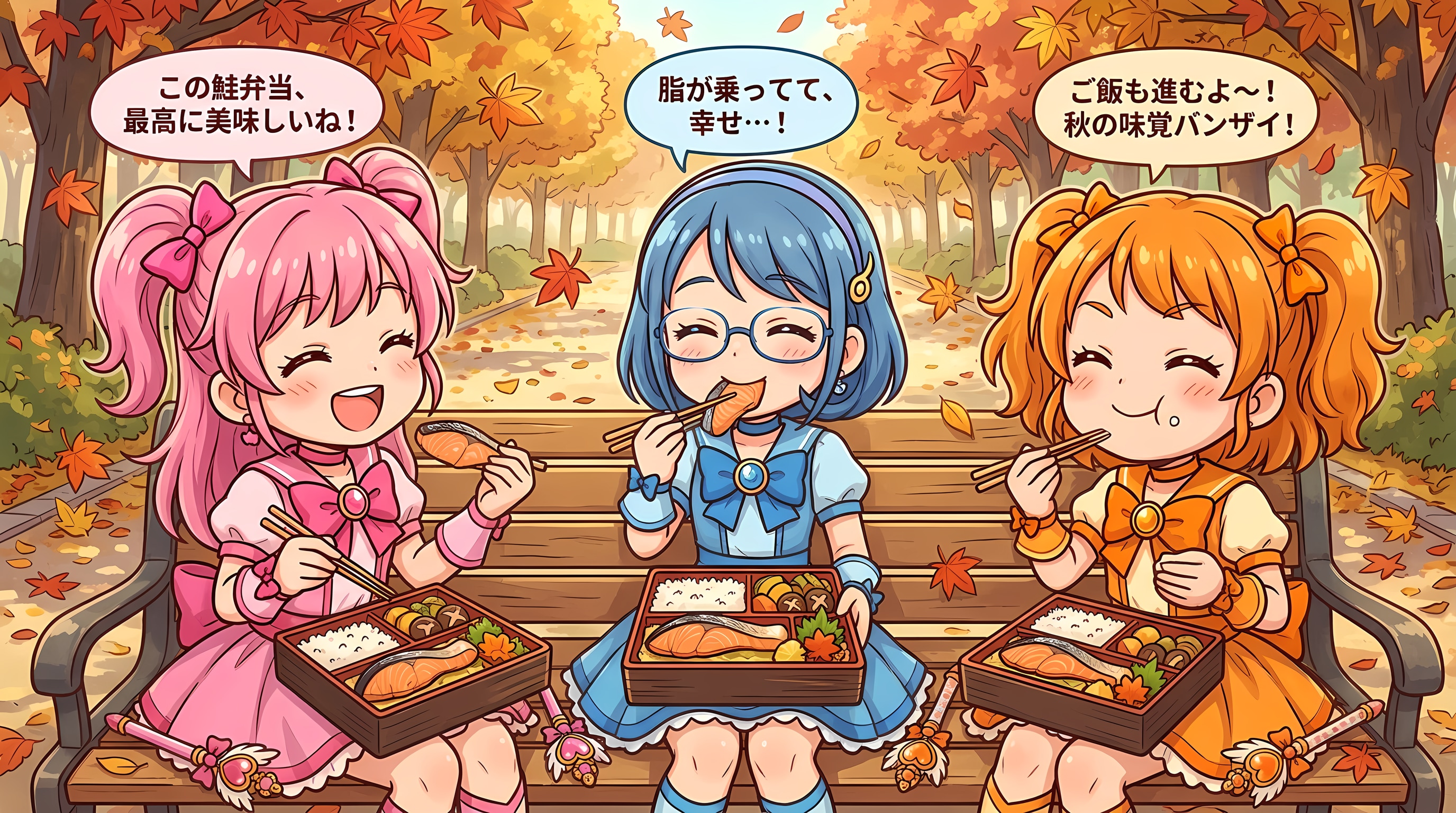【襲来！秋の味覚！】魔法少女ｘ秋鮭弁当 | の人気AIイラスト・グラビア