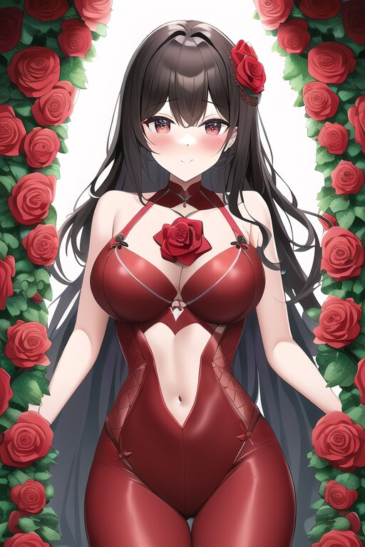 ぴっちりスーツ美女と薔薇