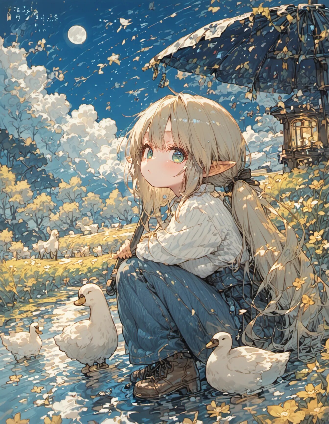 Starlight Serenade by the Quiet Brook | の人気AIイラスト・グラビア