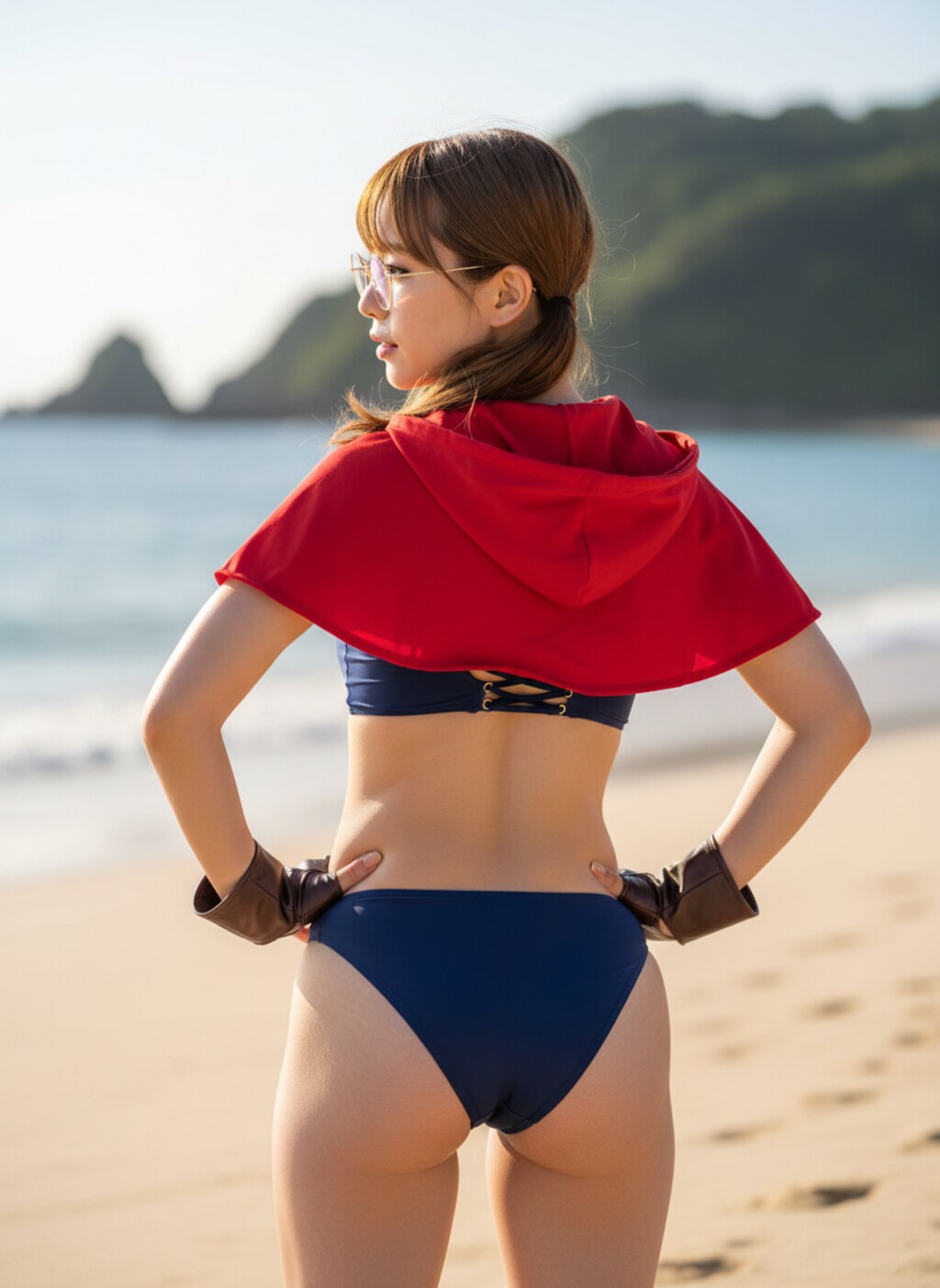 赤ずきんちゃんの水着バックショット