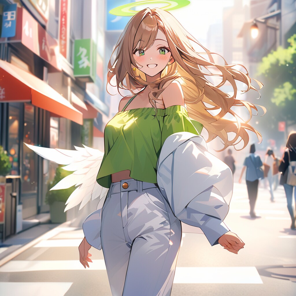 オフショルと長ズボン