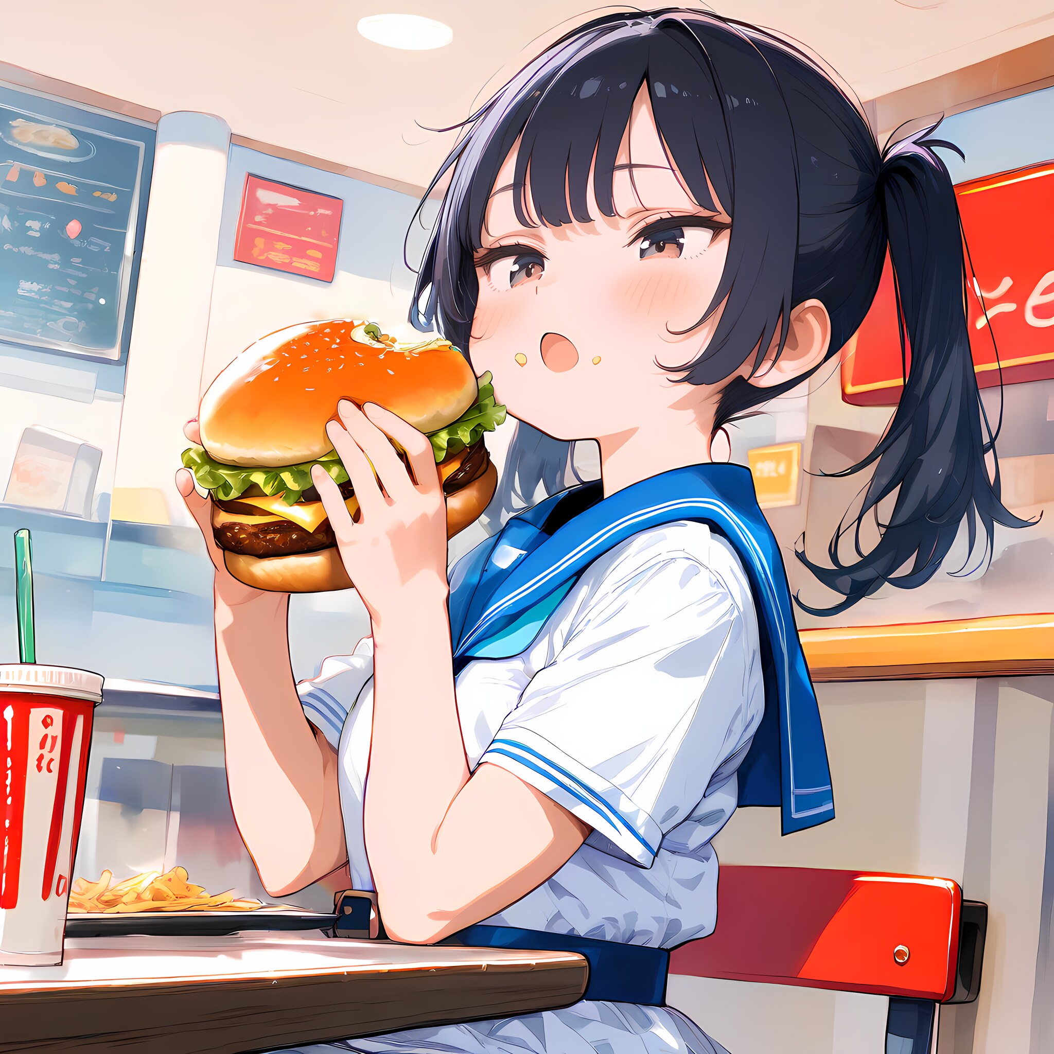 いっぱい食べる女の子 | の人気AIイラスト・グラビア