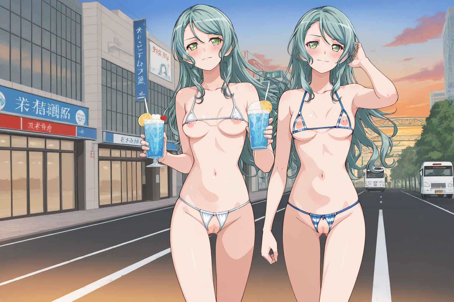 夕暮れに現れた露出女