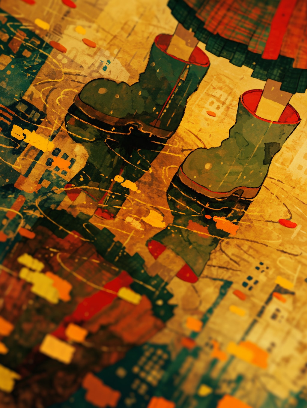 落ち葉とブーツと水たまり