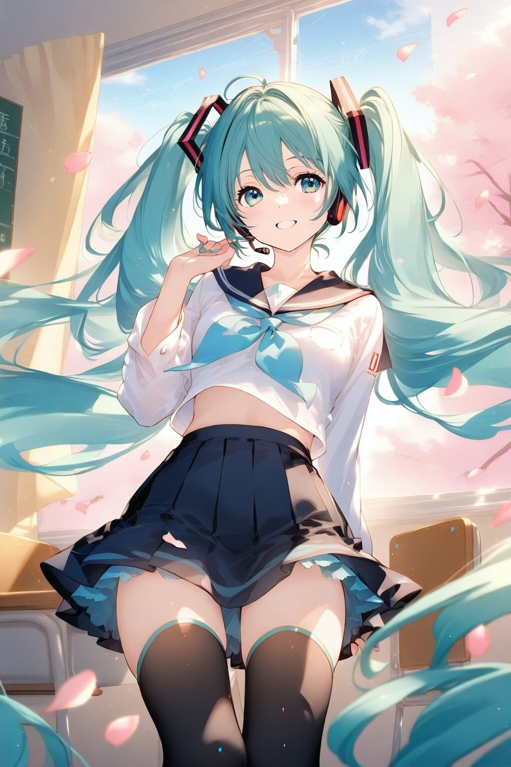 桜舞い散る数学の教室