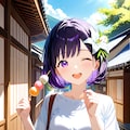 旅行先で食べ歩きをするひまり 5枚目