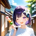 旅行先で食べ歩きをするひまり 6枚目