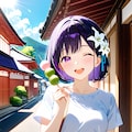 旅行先で食べ歩きをするひまり 8枚目