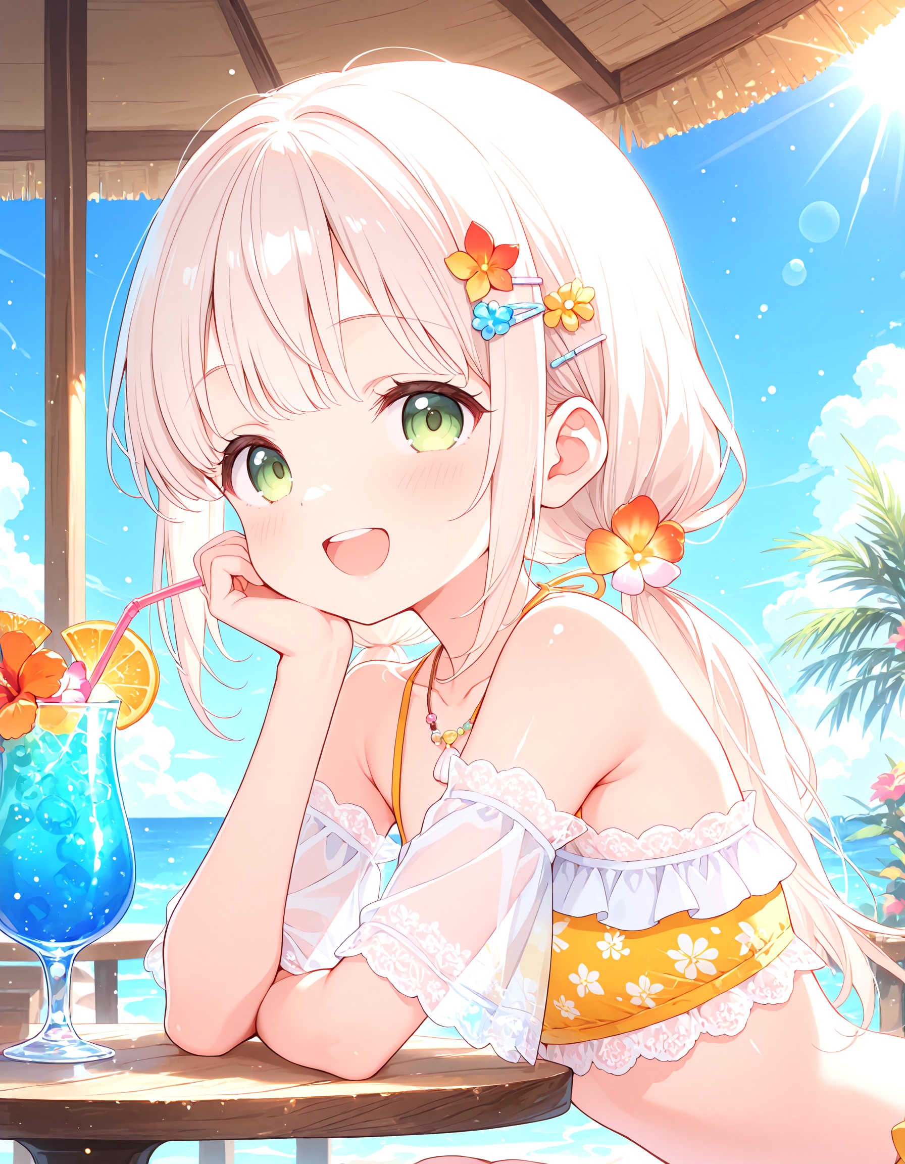 海辺で弾ける最高の笑顔