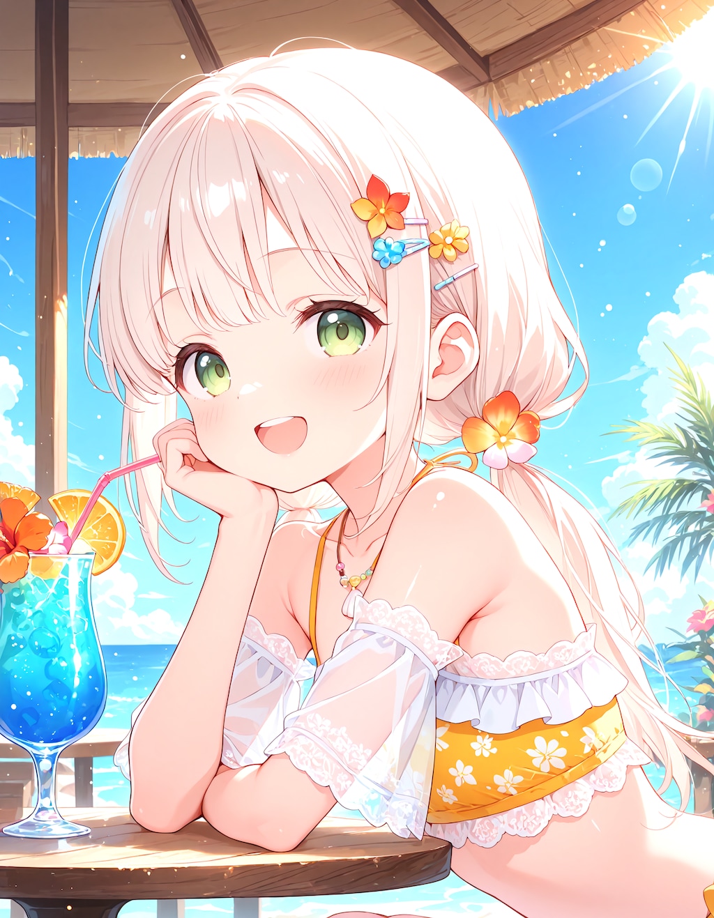 海辺で弾ける最高の笑顔