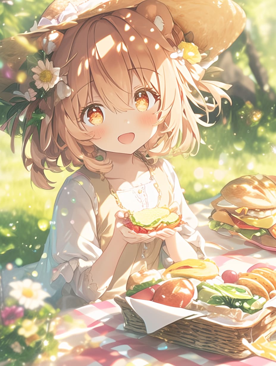 ピクニック日和に、はじめての手作りバーガー！ | の人気AIイラスト・グラビア