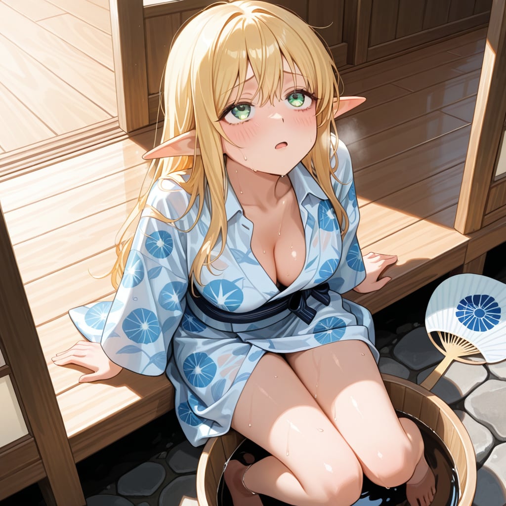 猛暑に耐えるエルフちゃん