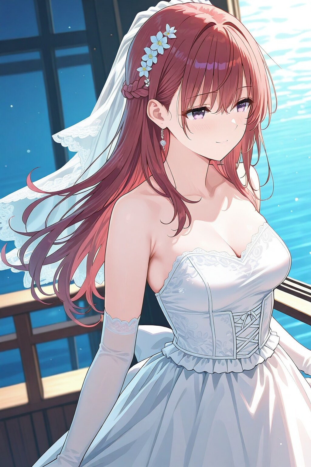 長身美脚赤髪紫目美少女のヴェディングドレス姿💒（ＵＮＩＣＯＲＮ様版）