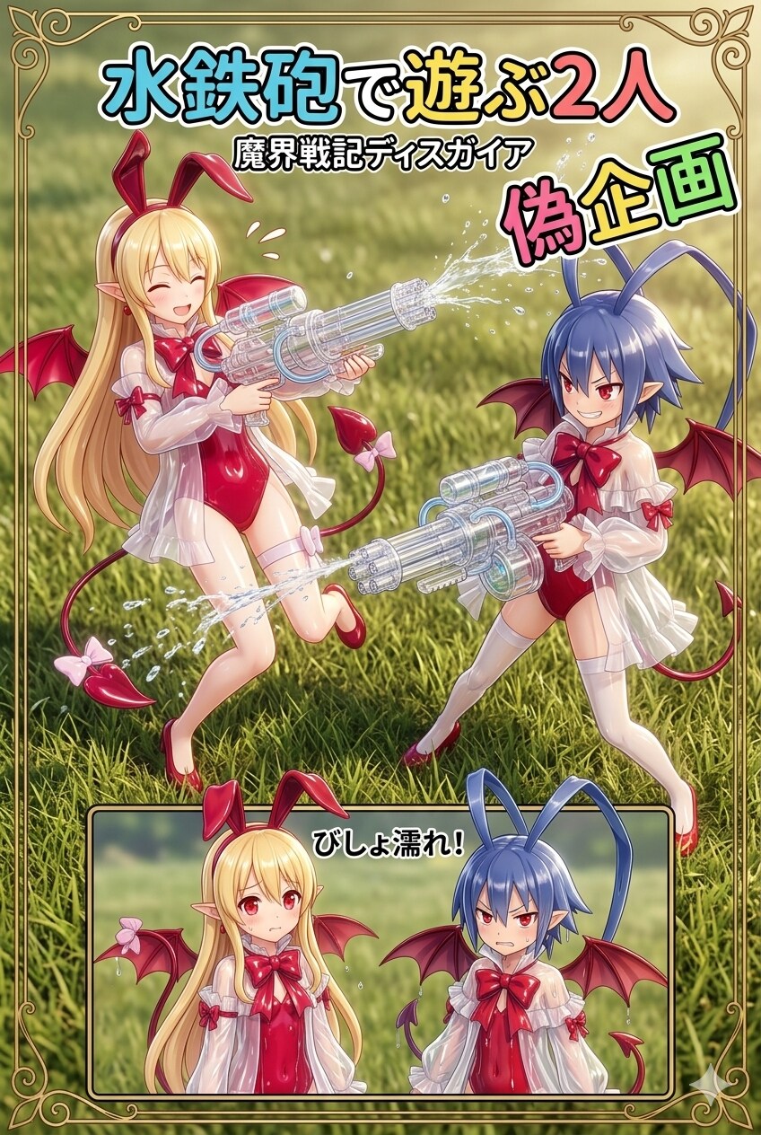水鉄で遊ぶ2人　魔界戦記ディスガイア