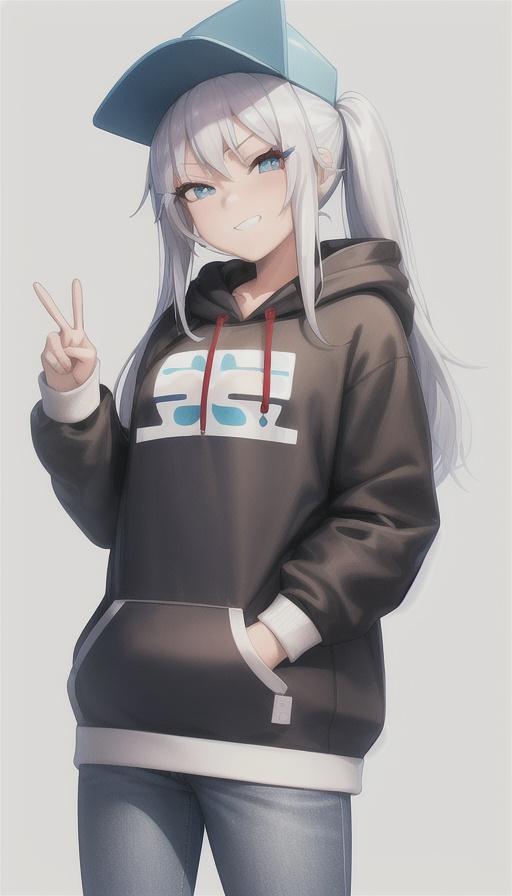 パーカーとスポーツキャップ5 | の人気AIイラスト・グラビア