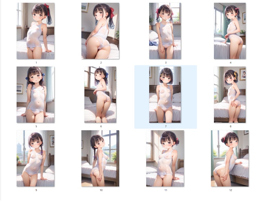 【サンプル】〇リJ〇ちゃんたちにスケスケの白スク水を着てもらう（１２枚）
