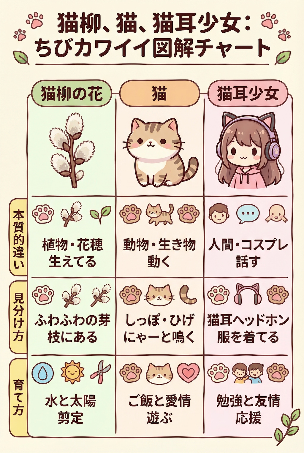 猫柳と猫と猫耳少女の違い