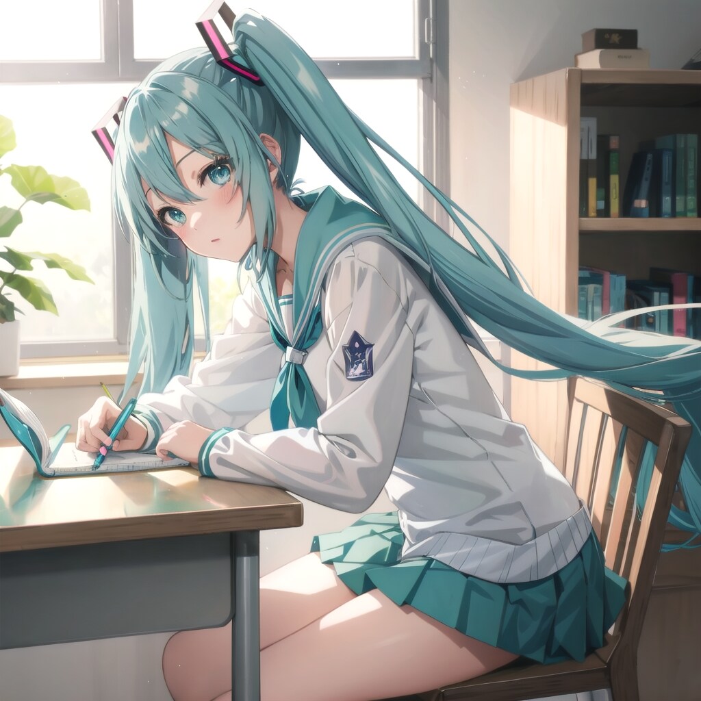 ミクさん勉強中
